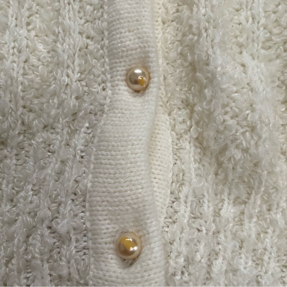 FE Design Vintage Boucle Buttoned Down Sweater Large Ivory - Picture 6 of 10
